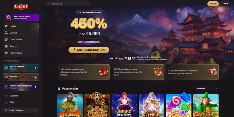 Lucki Casino kotisivu